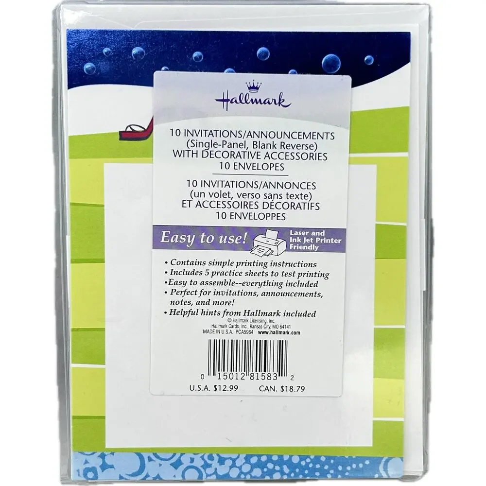 Hallmark 10 Blank Shoe Invitations with Envelopes Decorated Sleeves Instructions